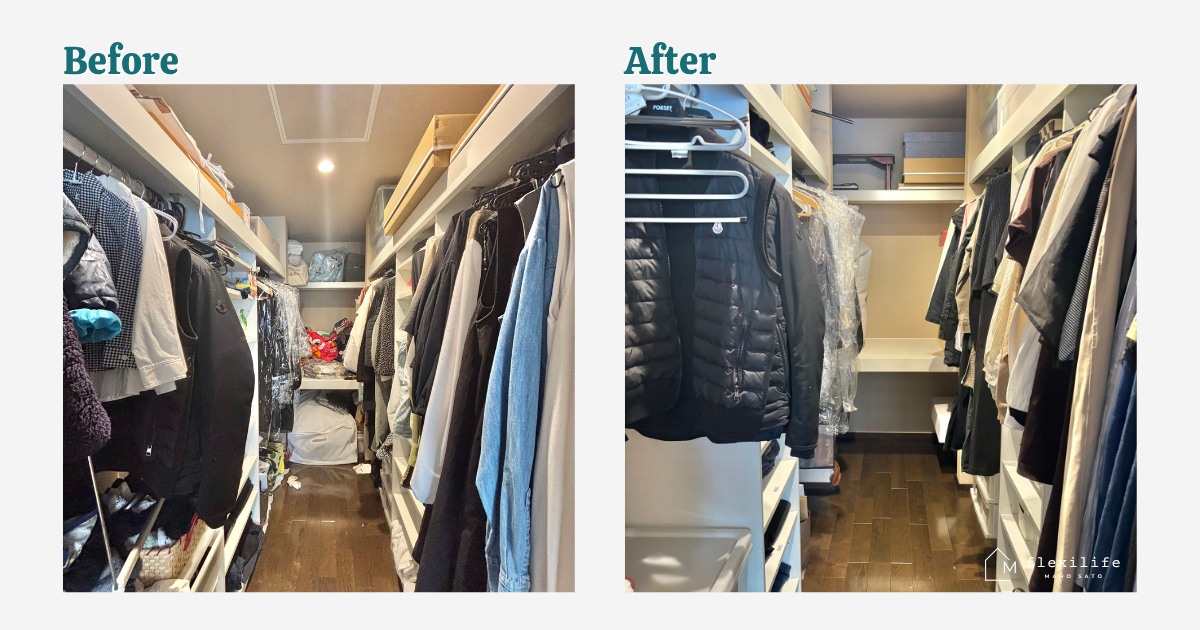 ウォークインクローゼット整理収納 Before After